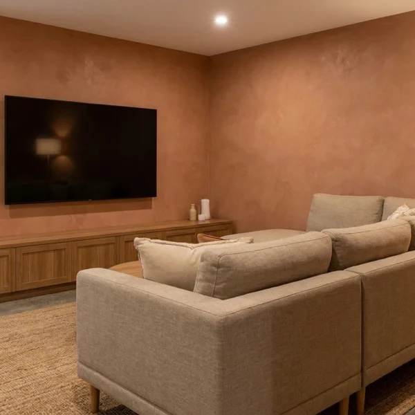 Microcement interior tv launge