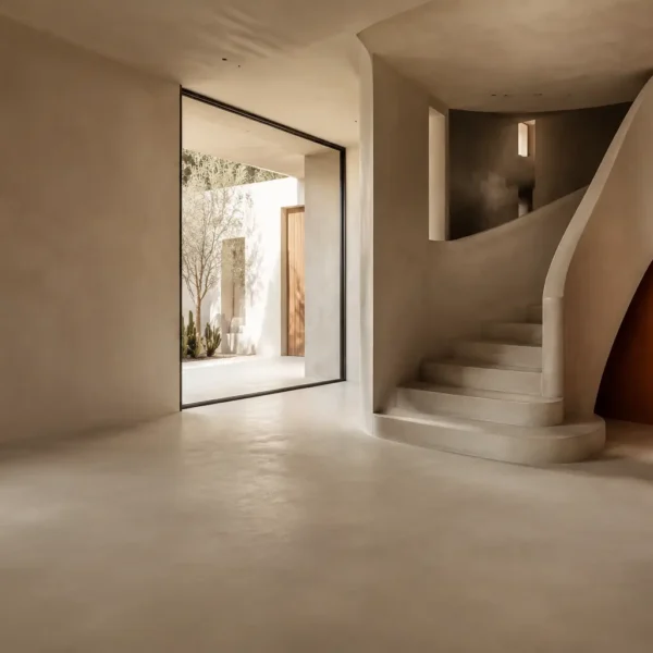 Polished concrete flooring and solution