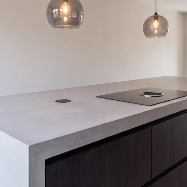 Microcement application for kitchen countertop