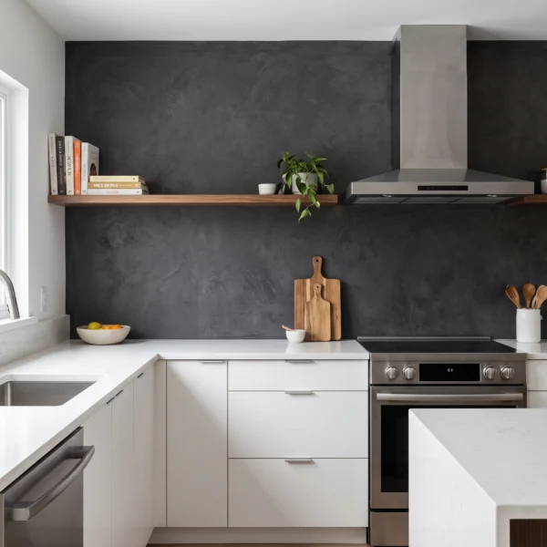 Microcement kitchen wall