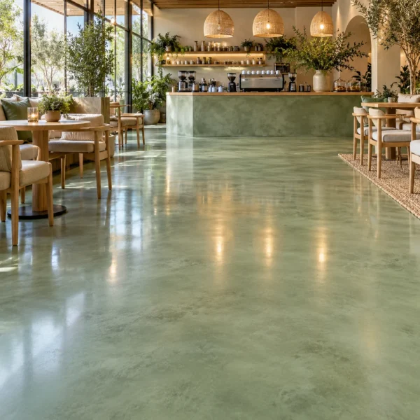 Polished concrete cafe green