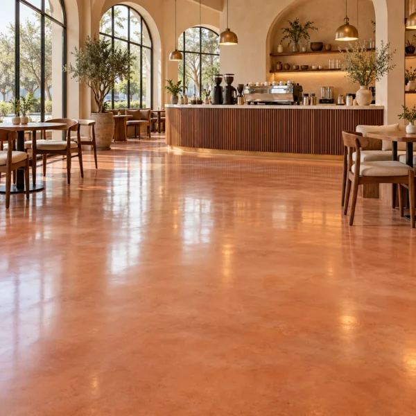 Polished concrete cafe terracotta