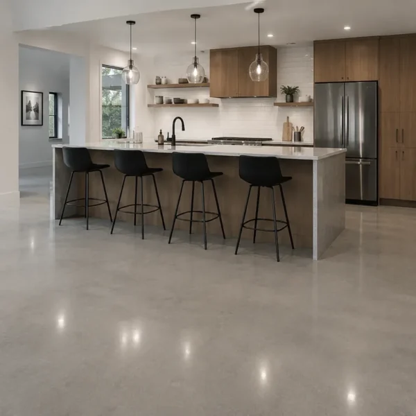 Polished concrete kitchen floor