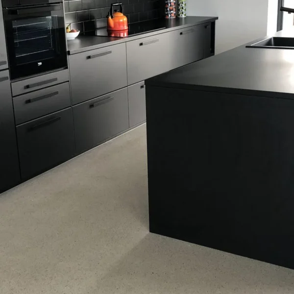 Polished concrete modern kitchen floor